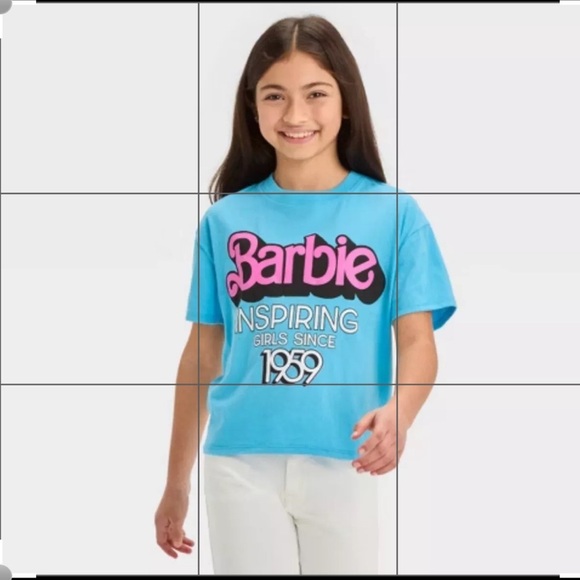 Barbie Inspiring Girls Since 1959 Girls XL- Cropped Too Tee Turquoise - Picture 2 of 8
